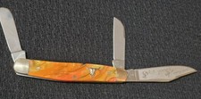 Hen & Rooster Cattle Rustler Stockman Knife W/ Multi Col Handle & Texas Longhorn
