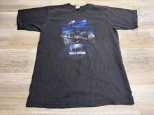 Vintage Y2K 2003 Harley Davidson Mountain Storm Graphic Tee Holoudek USA Made L