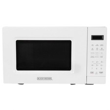 Black and Decker 0.7 Cu Ft 700 Watt LED Digital Microwave Oven in White with Chi