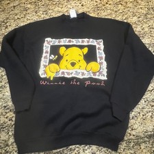Vintage Disney Winnie the Pooh Sweatshirt Black Jerry Leigh Large Floral Bee
