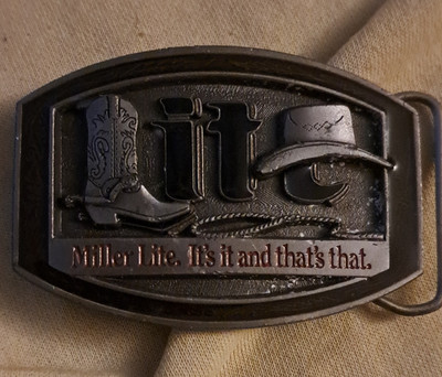American Legends Foundry Miller Lite 1992 Western Americana Belt Buckle