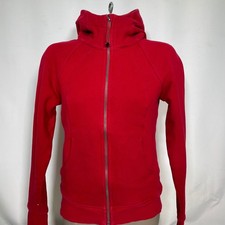 Lululemon Scuba Full Zip Thumbholes Red Fleece Hoodie Jacket Women's Sz 6