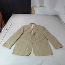 Lands End Blazer Mens 44 R Beige Silk Tweed Sport Coat Preppy Jacket University