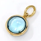 Tiffany & Co. Blue Topaz Round Pendant Top Charm 18K Yellow Gold Picasso Auth
