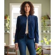 Self Indulgence Velvet Cropped Jacket Women's XS Navy Blue Vintage Old Money