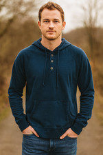 Banana Republic Hoodie Men L Blue Kangaroo Pocket Fishermen Outdoor Preppy Sport