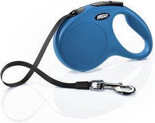 Flexi New Classic Retractable Tape Dog Leash Medium 16-Foot Blue 55-lb. Dogs