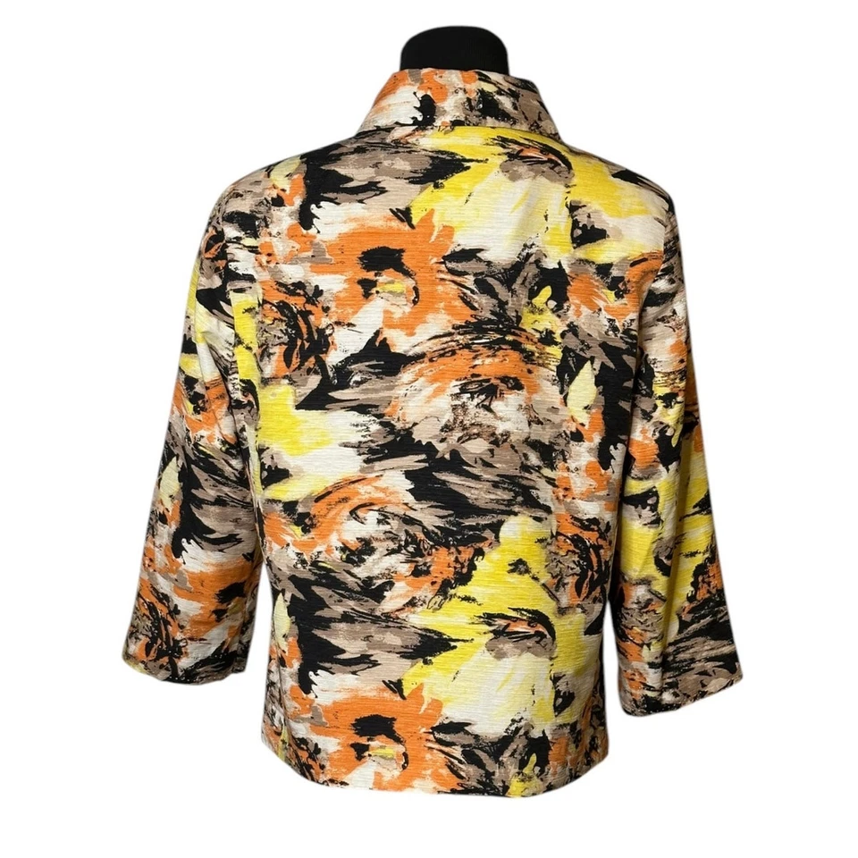 Chaqueta Blazer David Brooks Vintage Naranja Amarillo Estampado Seda Talla Mediana Foto 2 de 4