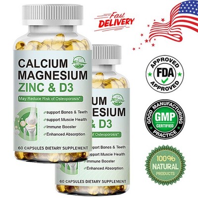 Calcium Magnesium Zinc Capsules - Bone Strength & Muscle Support with Vitamin D3