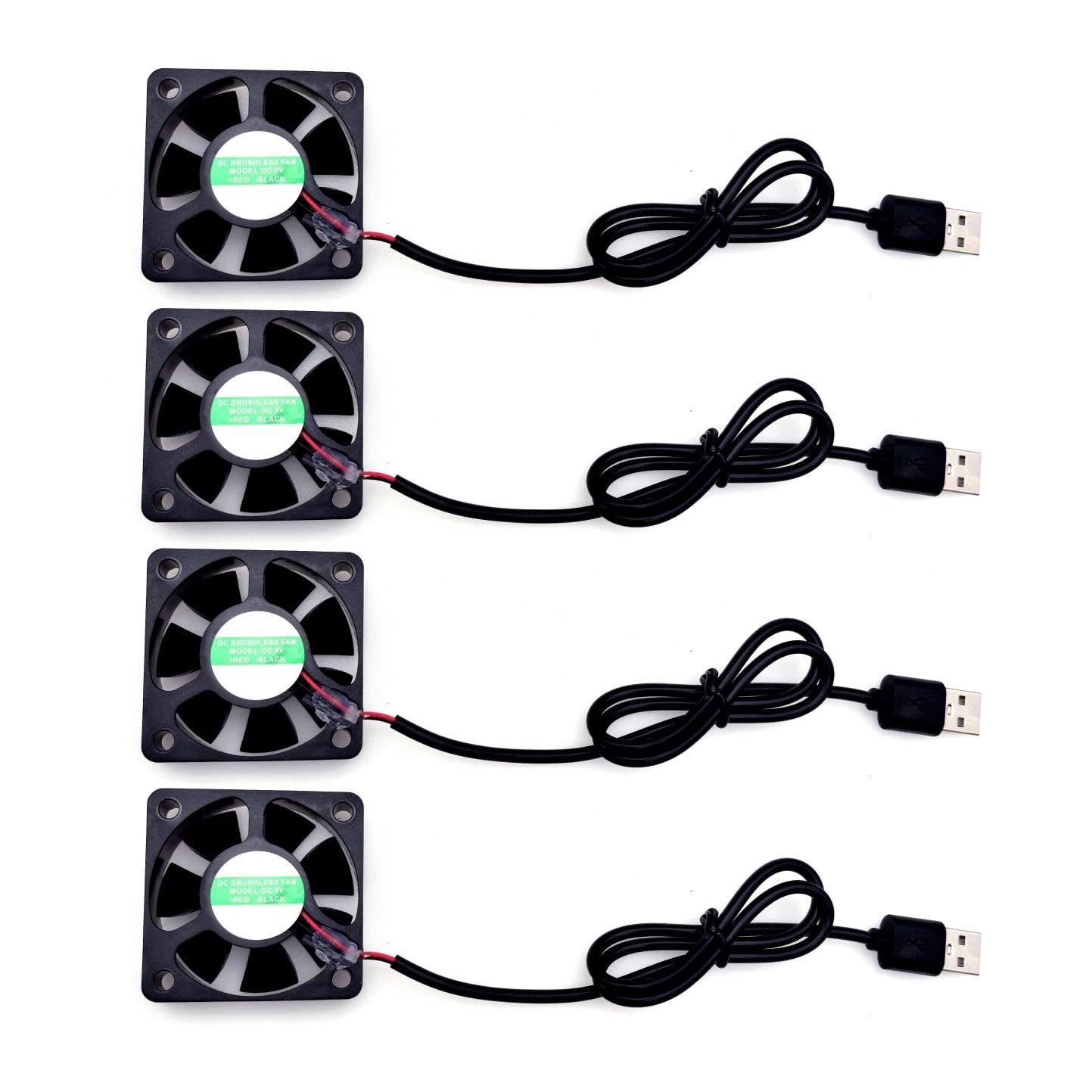 Ventilateur USB 50mm 5500 tr/min à haut flux d'air pour refroidissement CC 5V - 4pcs