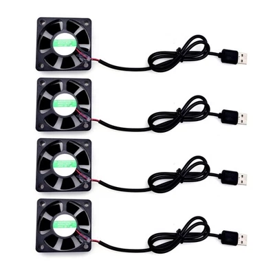 Lot de 4 mini ventilateurs USB 50 x 50 x 15 mm CC 5 V 50 mm 5500 tr/min 0,17 - Photo 1/4