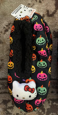 Hello Kitty Halloween Black /Multicolor Adult Slipper Socks Size 7-9.5 NWT