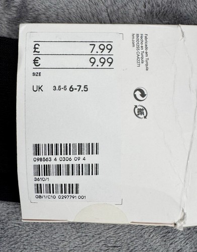 BNWT H&M Black Thigh High Long Socks Size UK 6-7.5 RRP £7.99 - Picture 3 of 3