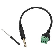 6.35mm Stereo Audio Male Jack to AV 3 Pin Screw Terminal, Pack of 1
