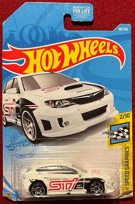 #ad HOT WHEELS SUBARU WRX STI WHITE 68 250. CARD DAMAGED. SEE COMBINED OFFERS $2.00