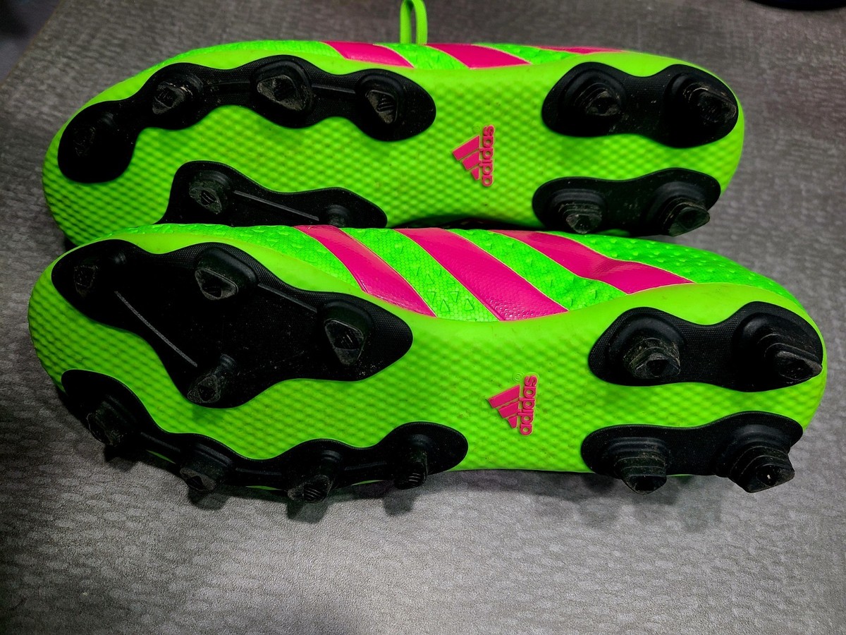 ADIDAS SGC 753002 11/15 ACE 16.4 FXG NEON GREEN PINK SOCCER CLEATS