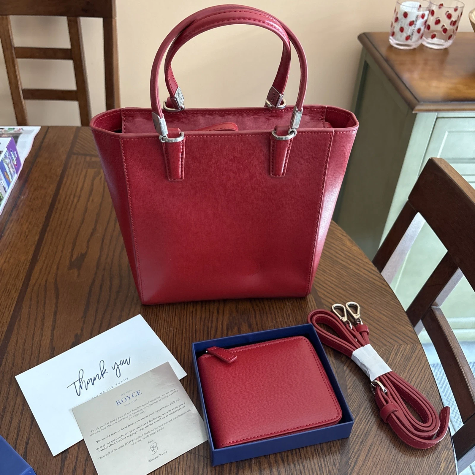 Royce Saffiano Tote Bag Leather, Red