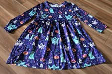 Little Girls 4-5 Halloween Dress Ghosts Pumpkins Spooky Outfit