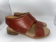 Sofft Felicity Sandals Zip-Up Brick Red Leather Size 8 Medium
