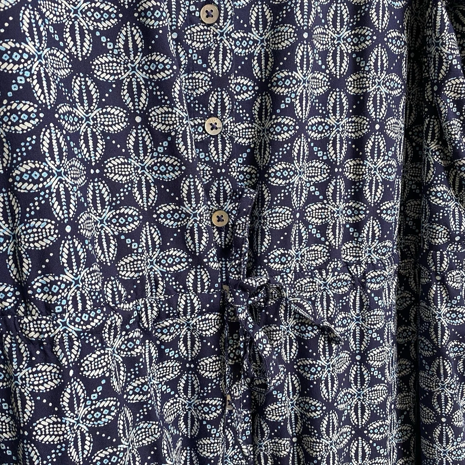 Candace Cameron Bure Midnight Printed Button-Front Tie Waist Dress Large Petite - Image 4 of 4