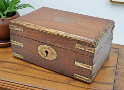 Vintage Holz Messing Passgenaue Aufbewahrungsbox Original Alt Handgefertigt