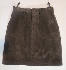 High Sierra Vintage Y2K Brown Suede Leather High Waist Above Knee Skirt Size 10