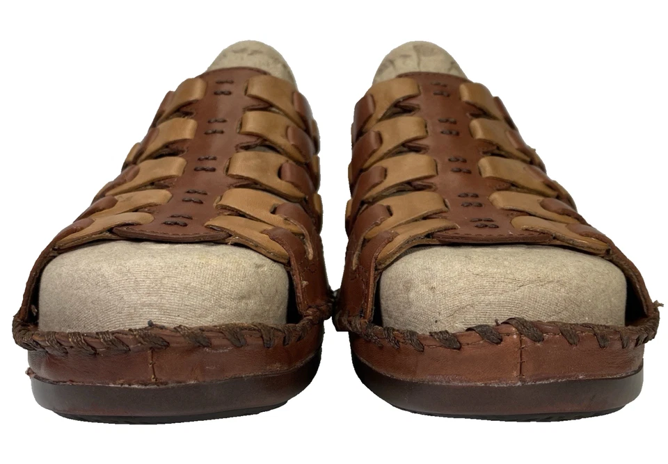 Ariat Sandals Womens 8.5B Brown Leather Clogs Slip On Comfort Woven Mules Wedge - Image 4 of 4