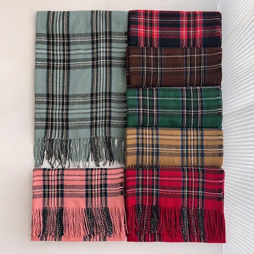 Classic Preppy Style Plaid Scarf Women Winter Autumn Tassel Casual Cozy Shawl - Bild 8 von 19