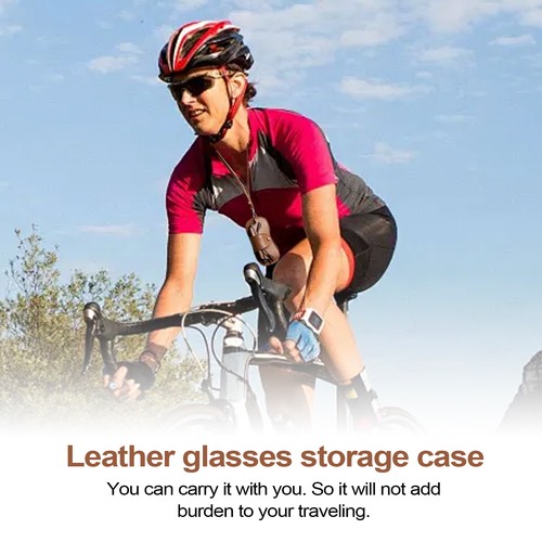 2Pcs Portable Soft Leather Glasses Case Eyewear Sunglasses Holder Bag With Strap - Picture 8 of 14