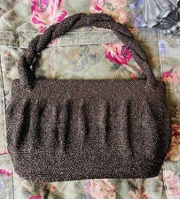 Vintage 1940s Beaded Evening Bag Bronze Copper Glass Seed Beads