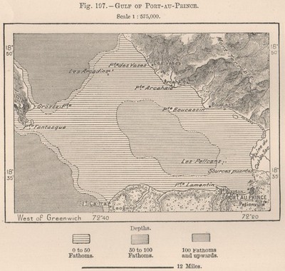 Golf von Port-au-Prince. Haiti. Hispaniola 1885 alte antike Landkarte Plankarte