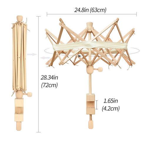 Wooden Umbrella Swift Yarn Winder - Knitting Umbrella 24" Swift Yarn Winder H... - Picture 7 of 7