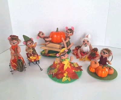 Annalee Autumn Themed Doll Lot of 6 Pumpkins,  Gourds,  Fall Halloween 