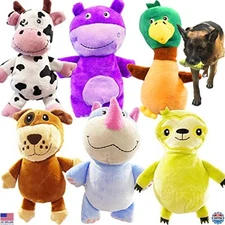 Indestructible Dog Squeaky Toys 6 Pack - Medium Assorted Animal Chew Toys