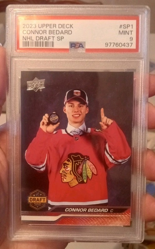 Connor Bedard 2023-24 Upper Deck NHL Draft SP SP-1 Short Print Rookie RC PSA 9