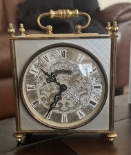 Estyma Quartz Carriage Clock Brass Effect Mantel Clock Roman Dial