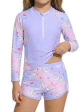 Jiamy Girls Rash Guard Two Piece Swimsuit Toddler Long Sleeve Bathing Suit