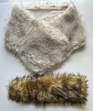 BRIDAL BUNDLE Sissily Designs Ivory Faux Fur Stole SMALL  Brown Faux Fur Scarf