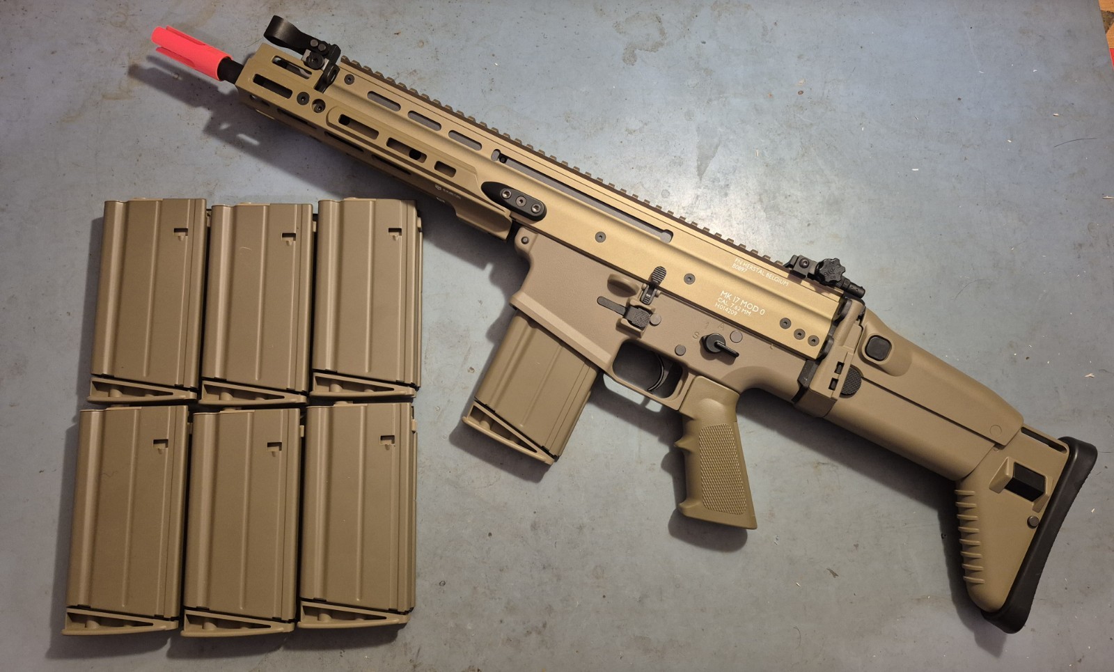 Tokyo Marui SCAR-H NGRS Airsoft AEG w/ Midcap Magazines and PTS MREX Rail - FDE