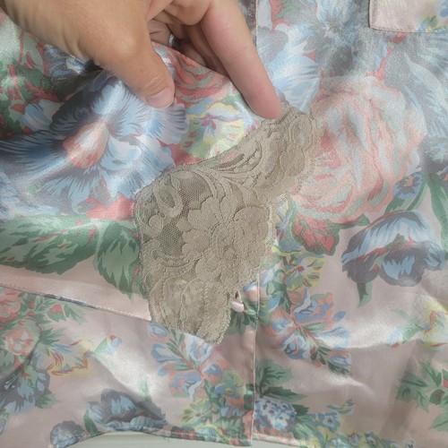 Victoria's Secret Vintage Gold Label Satin Pajamas Womens Small Pink Floral Lace - Picture 6 of 14