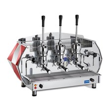 Espressomaschine Handhebel-Dosierung La Pavoni Diamante Edelstahl-Rot B-WARE