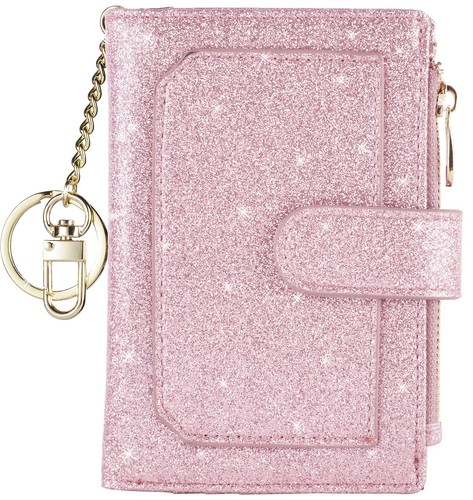 Womens Wallets RFID Small Compact Bifold Leather Card Holder Zip Pocket