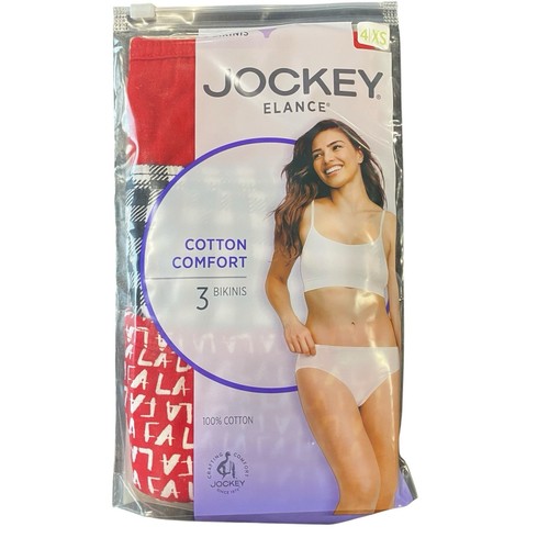 Jockey Elance Bikini Underwear Panty Sz 4 XS Cotton Comfort 100% Cotton 3-Pack - Afbeelding 1 van 3