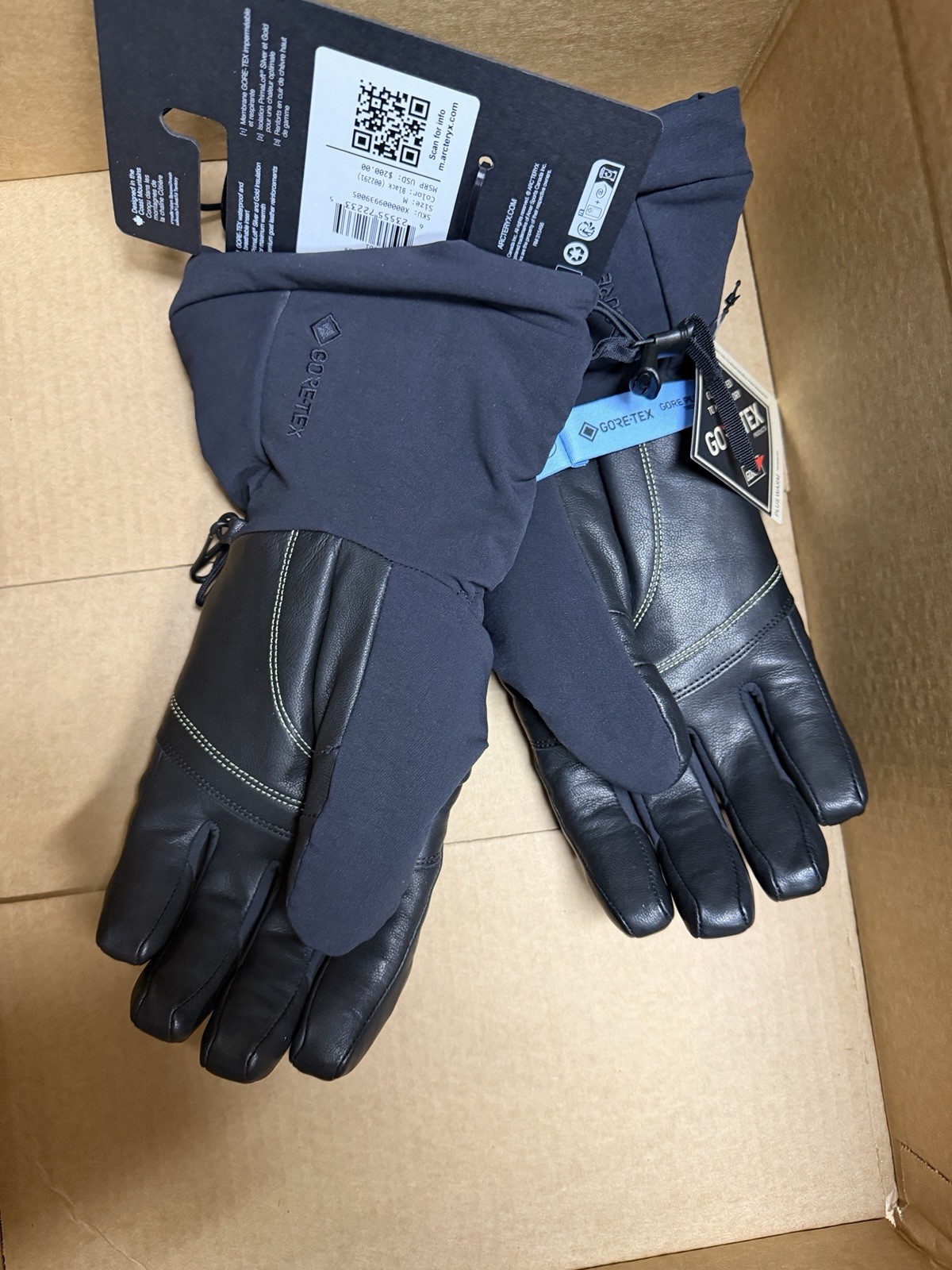 New with tags Arc'teryx Fission SV Gloves Men’s Size Medium Gore-Tex Black thumbnail 4