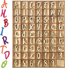 Blulu 248 Pcs 1 Inch Wood Alphabet Letters Numbers Blank Unfinished Wooden Lette