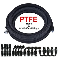 4AN-6AN-8AN-10AN Nylon Braided PTFE Fuel Line 10FT 16FT 20FT Fitting Hose Kit