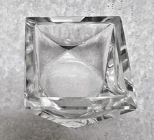 Elegant Cut Crystal Square Diamond Point Open Salt Dip 1.5 Sq x 1 In Tall
