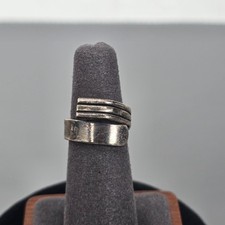 Brutillist Taxco Mexico Sterling Silver Adjustable Modernist Ring Size 5.5