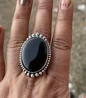 Black Onyx Ring 925 Sterling Silver Handmade Gemstone Birthday Ring For Women