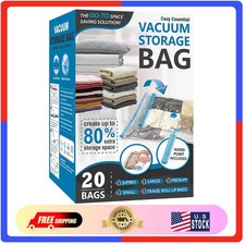 20 Pack Vacuum Storage Bags Space Saver Compression Seal for Clothes and Bedding